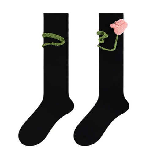 Boogzel Apparel Tulip Black Knee Socks