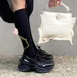 Boogzel Apparel Tulip Black Knee Socks, view 2