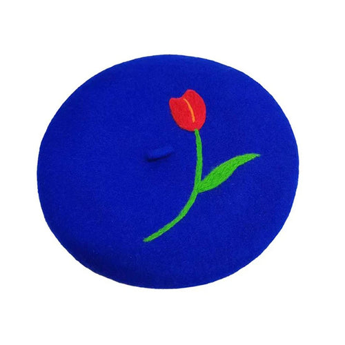 Boogzel Apparel Tulip Embroidery Wool Beret