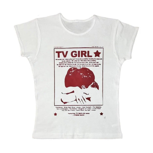 Boogzel Apparel TV Girl Y2K Aesthetic Baby Tee