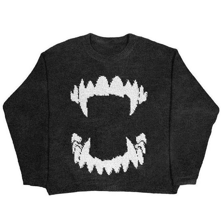 Boogzel Apparel Vampire Teeth Oversized Sweater