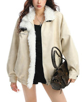 Boogzel Apparel Vanilla Cream Faux Fur Jacket, view 2