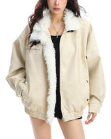 Boogzel Apparel Vanilla Cream Faux Fur Jacket, view 3