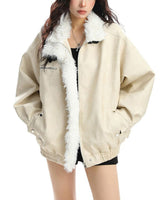 Boogzel Apparel Vanilla Cream Faux Fur Jacket, view 5