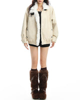 Boogzel Apparel Vanilla Cream Faux Fur Jacket, view 6