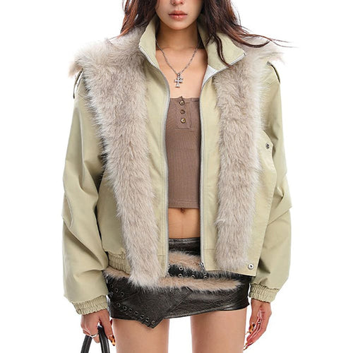 Boogzel Apparel Vanilla Latte Fur Trim Jacket