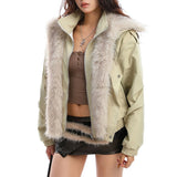 Boogzel Apparel Vanilla Latte Fur Trim Jacket, view 2