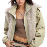 Boogzel Apparel Vanilla Latte Fur Trim Jacket, view 3
