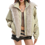 Boogzel Apparel Vanilla Latte Fur Trim Jacket, view 4