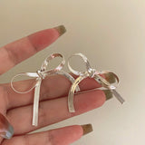 Boogzel Apparel Vintage Aesthetic Chain Bow Earrings, view 2