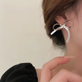 Boogzel Apparel Vintage Aesthetic Chain Bow Earrings, view 3