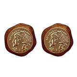 Boogzel Apparel Vintage Aesthetic Coin Earrings, view 4