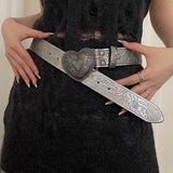 Boogzel Apparel Vintage Aesthetic Heart Buckle Belt, view 6