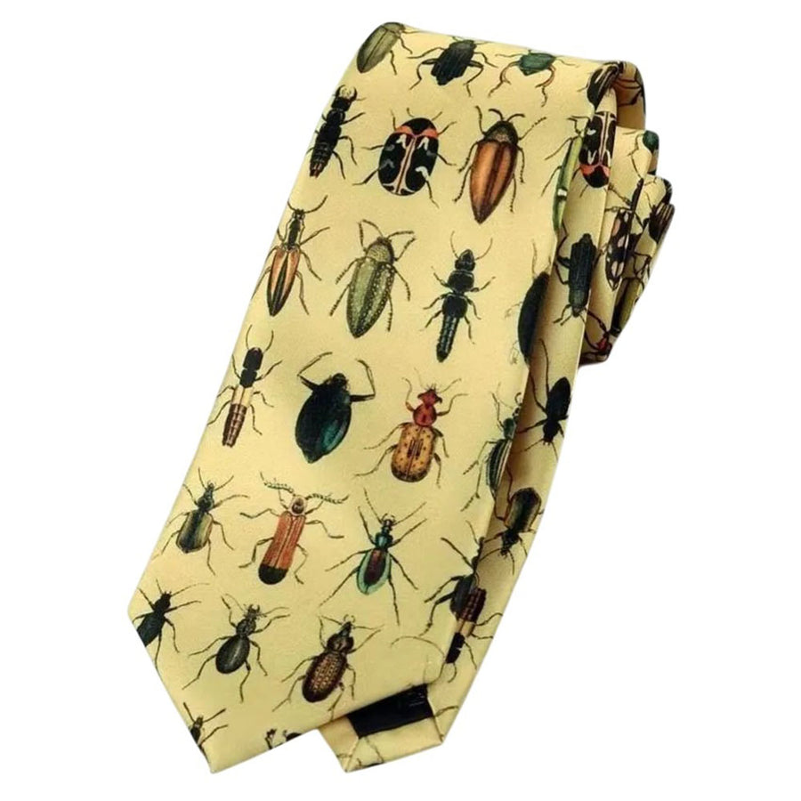 Boogzel Apparel Vintage Beetle Print Tie in Yellow