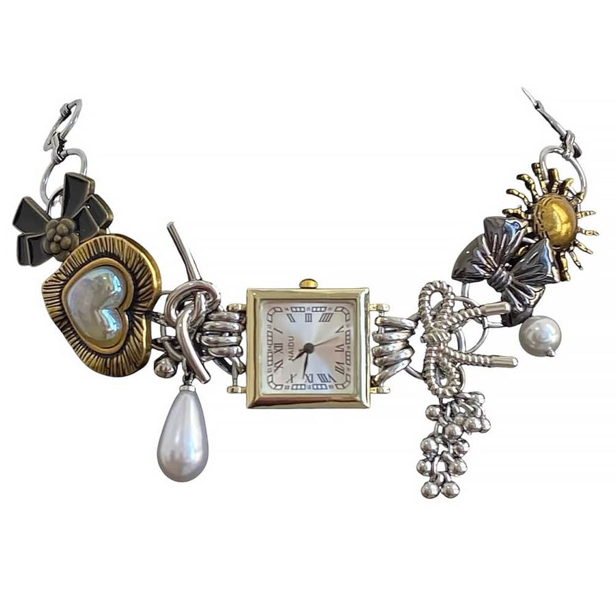 Boogzel Apparel Vintage Clock Charm Choker