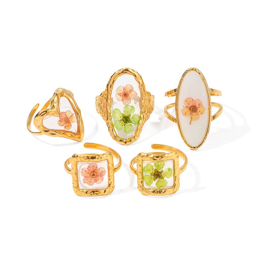 Boogzel Apparel Vintage Dried Flowers Rings