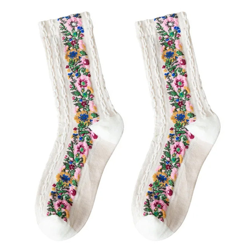 Boogzel Apparel Vintage Embroidered Floral Socks