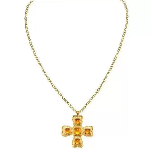 Boogzel Apparel Vintage Golden Cross Pendant Necklace
