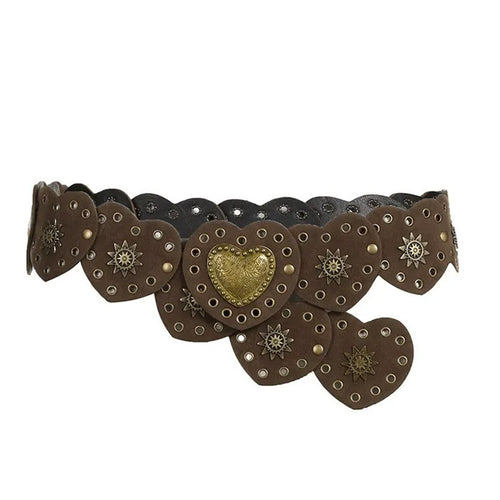 Boogzel Apparel Vintage Heart Brown Suede Belt