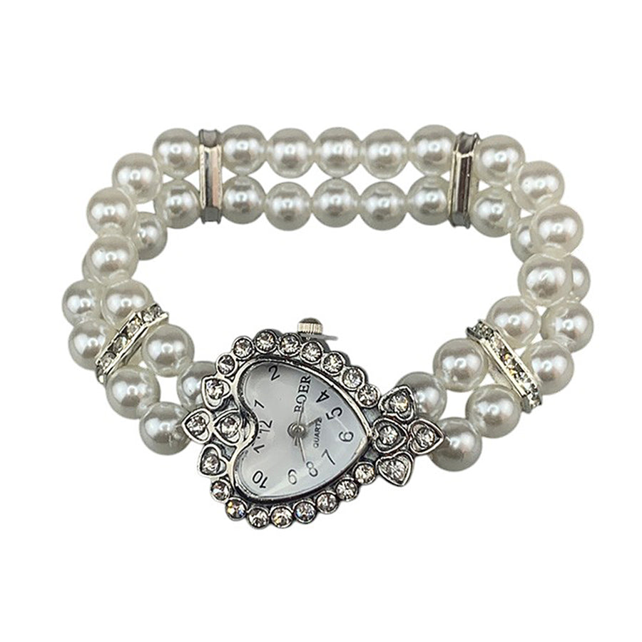Boogzel Apparel Vintage Heart Pearl Watch Bracelet