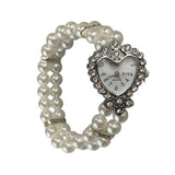 Boogzel Apparel Vintage Heart Pearl Watch Bracelet, view 2