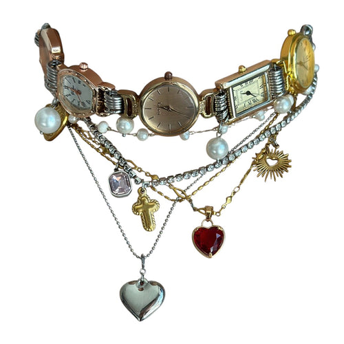 Boogzel Apparel Vintage Layered Charm Necklace Set