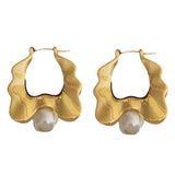 Boogzel Apparel Vintage Pearl Wavy Earrings, view 2