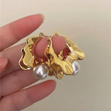 Boogzel Apparel Vintage Pearl Wavy Earrings, view 3