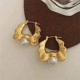 Boogzel Apparel Vintage Pearl Wavy Earrings, view 5