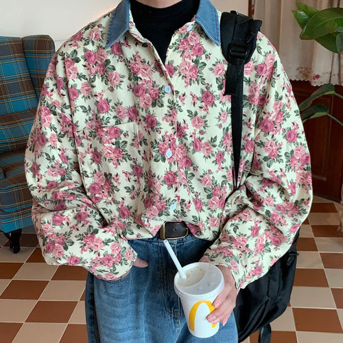Boogzel Apparel Vintage Pink Floral Button Up Shirt
