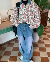 Boogzel Apparel Vintage Pink Floral Button Up Shirt, view 2