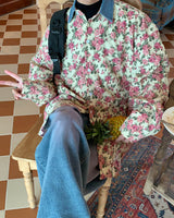 Boogzel Apparel Vintage Pink Floral Button Up Shirt, view 5