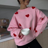 Boogzel Apparel Vintage Red Hearts Sweater, view 3