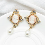 Boogzel Apparel Vintage Style Cameo Earrings, view 3