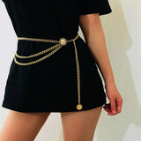 Boogzel Apparel Vintage Style Coin Layered Chain Belt, view 4