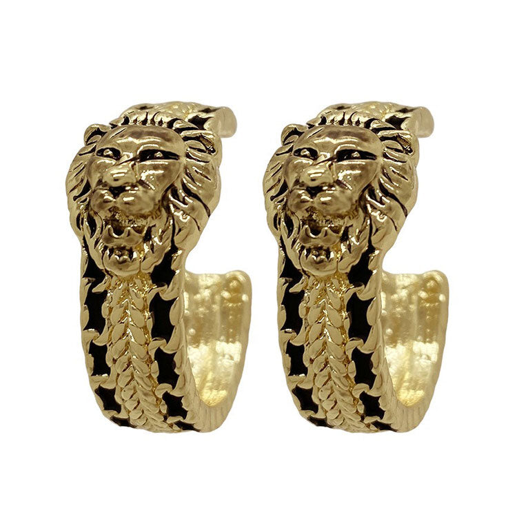 Boogzel Apparel Vintage Style Lion Hoop Earrings