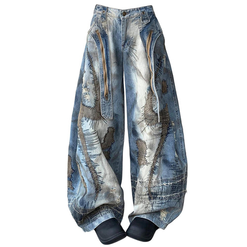 Boogzel Apparel Vintage-Style Oversized Sketch Jeans