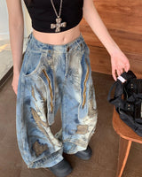 Boogzel Apparel Vintage-Style Oversized Sketch Jeans, view 3