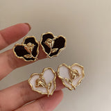 Boogzel Apparel Vintage Style Rose Heart Earrings, view 2