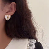 Boogzel Apparel Vintage Style Rose Heart Earrings, view 3