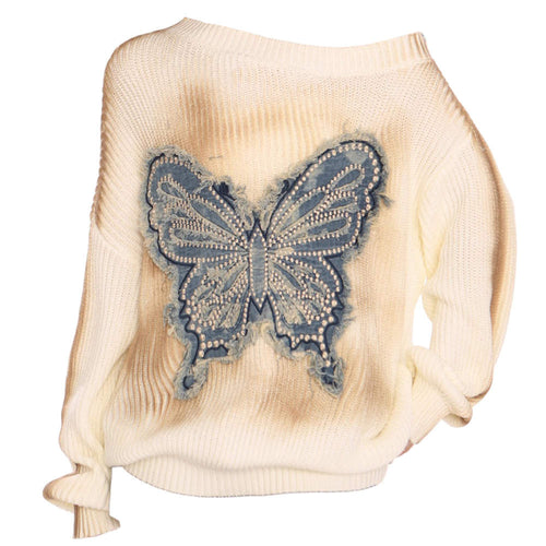 Boogzel Apparel Vintage Wash Butterfly Sweater