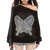 Boogzel Apparel Vintage Wash Butterfly Sweater, view 2