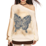 Boogzel Apparel Vintage Wash Butterfly Sweater, view 3
