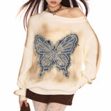 Boogzel Apparel Vintage Wash Butterfly Sweater, view 4