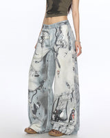 Boogzel Apparel Washed Blue Chain Print Jeans, view 2
