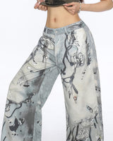 Boogzel Apparel Washed Blue Chain Print Jeans, view 3