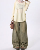 Boogzel Apparel Washed Cross Print Wide Leg Jeans, view 5