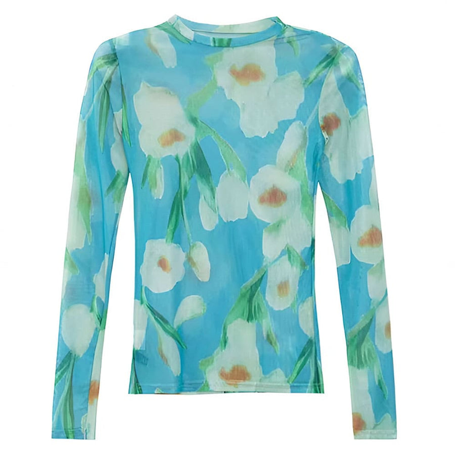 Boogzel Apparel Watercolor Lily Mesh Top