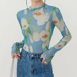 Boogzel Apparel Watercolor Lily Mesh Top, view 2