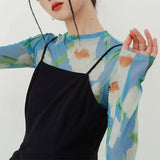 Boogzel Apparel Watercolor Lily Mesh Top, view 3